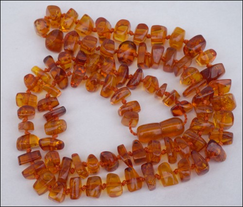 German Honey Color Baltic Amber Beads Necklace 37.1 gr