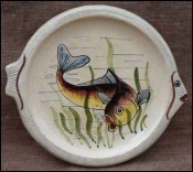 Monaco Ceramic Ceraflor Crackeled Fish Plate 1950