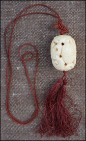 Chinese Lucky Charm Necklace Hand Cut Dragon Silk Braid Tassel A