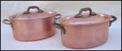 Tinned Copper Lidded Stewpot 2pcs Bronze Handle Mauviel