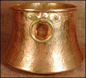 Early 19th C French Cauldron with Rings Hammered Copper