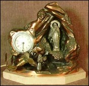 Music Box Alarm Clock Our Lady of Lourdes in Coppered Spelter
