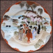 Kutani Porcelain Plate Hakone Meiji late 19th Century