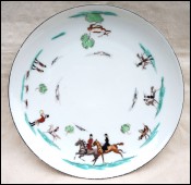 Hunting Court Hand Painted Porcelain Plate Chantilly
