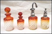 Baccarat Bamboo Twisted Amber Clear Bottles Atomizer Paris 1880