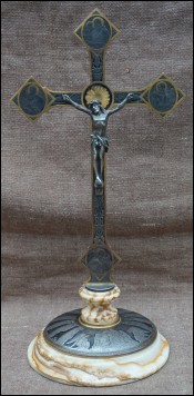 Crucifix Apostle Silverplate Gilt Niello Onyx 1910