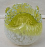 Ludwig Moser Ruffled Ball Vase Spatter Glass Bohemian 1920
