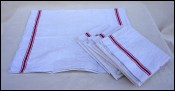 3 Unused French Cotton Linen Colored Stripe Towels Kitchen Cloths Unused