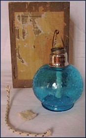 Rare Blue Crackled Glass Lamp