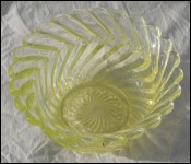 Uranium Glass Twisted Bowl Early 20th C