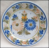 HENRIOT QUIMPER Faience Dahlias Flowered Plate 1930