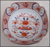 Salad Square Bowl Flower Butterfly Hand Painted Gilt Porcelain Kutani