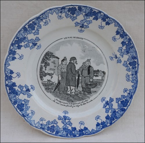 Genty Badonviller Transferware Porcelain Humour Plate 