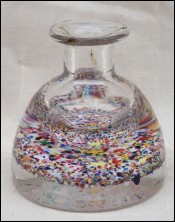 Millville Art Glass Inkwell Paperweight Multicolor Canes 1920