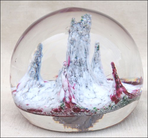 Art Glass Paperweight Milk Cranberry Stopped Bubbles 1920