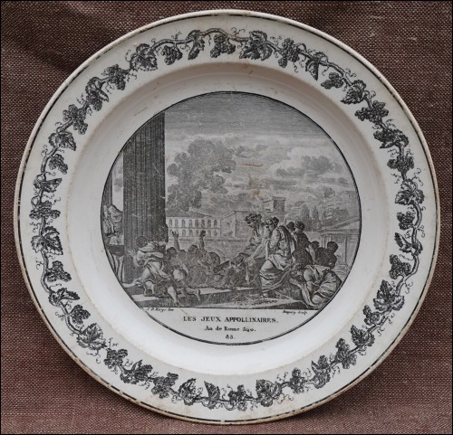French Ludi Apollinares Roma Cabinet Wall Grisaille Plate Creil Paris