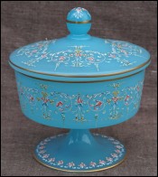 Ludwig MOSER Opaline Enamel Glass Footed Compote Sweetie Bowl 1880
