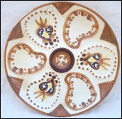 HB QUIMPER Vintage Enameled Stoneware Oster Plate Celtic Decor A