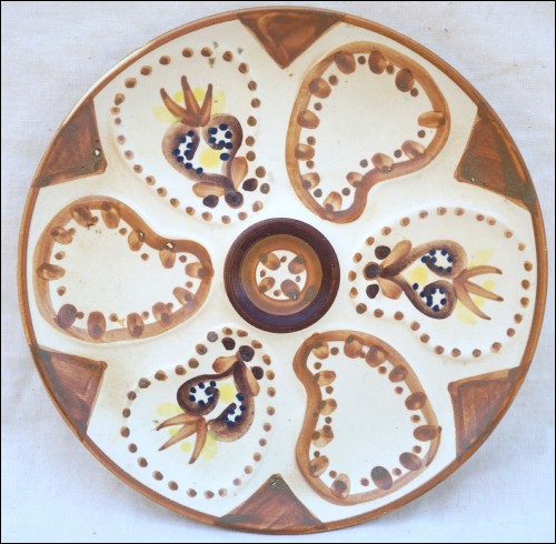HB QUIMPER Vintage Enameled Stoneware Oster Plate Celtic Decor A