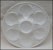 Oyster Plate Faience White Basketweave Longchamp 1970
