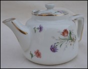 Aluminite Frugier Limoges Porcelain France Gilt Flowers Tea Pot