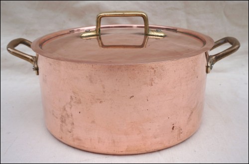 Stainless Steel Lined Copper Lidded Stew Pan Cocotte Roaster Pot