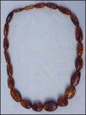 Natural Baltic Amber Cognac Cherry Necklace Oval Beads 90gr