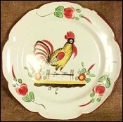 Rooster Decorative Plate Luneville no Quimper
