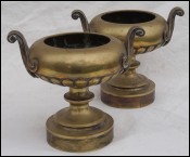 Pair Vases Cassolette Engraved Brass Louis XIV Foot Lamp 17th C