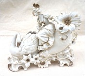 Young Lady Swan Sledge Vase Gilt White Bisque Porcelain 19th C