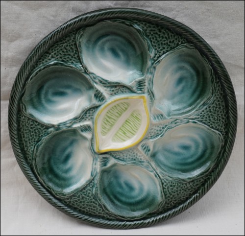 Oyster Plate Faience Shell Lemon St Clement 1960