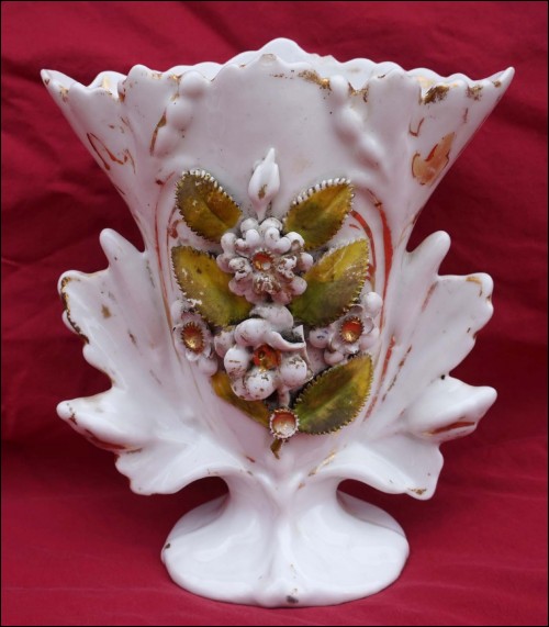 Wedding Vase Gilt Hand Painted Porcelain Flowers Pouyat Fours 19th C