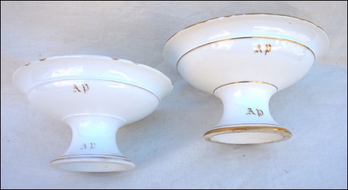 Gilt Old Paris Porcelain Pair of Compote Footed Dish Mono AP