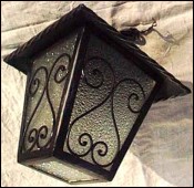 Vintage Wrought Iron & Granite Glass Lantern