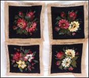 Set 4 Wool Tapestry Needlepoint Flowers Cover Pillows