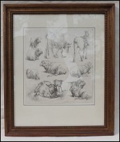 Jean Baptiste HUET Farm Animals Sheep Pastoral Ink Drawing 1801