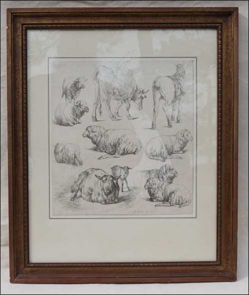 Jean Baptiste HUET Farm Animals Sheep Pastoral Ink Drawing 1801