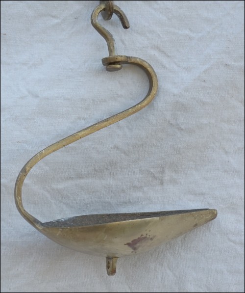 Hanging Oil Lamp Brass Fishhook Early 20th C