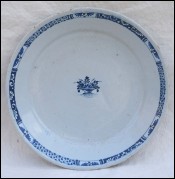 Rouen Blue White Hand Painted Faience Plate Floral Basket Late 18th