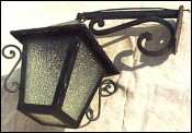Wrought Iron & Granite Glass Wall Lantern
