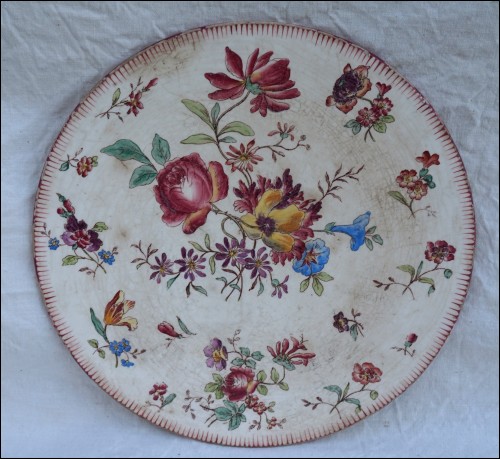 Faience Transferware Flowered Dish Longchamp 1910