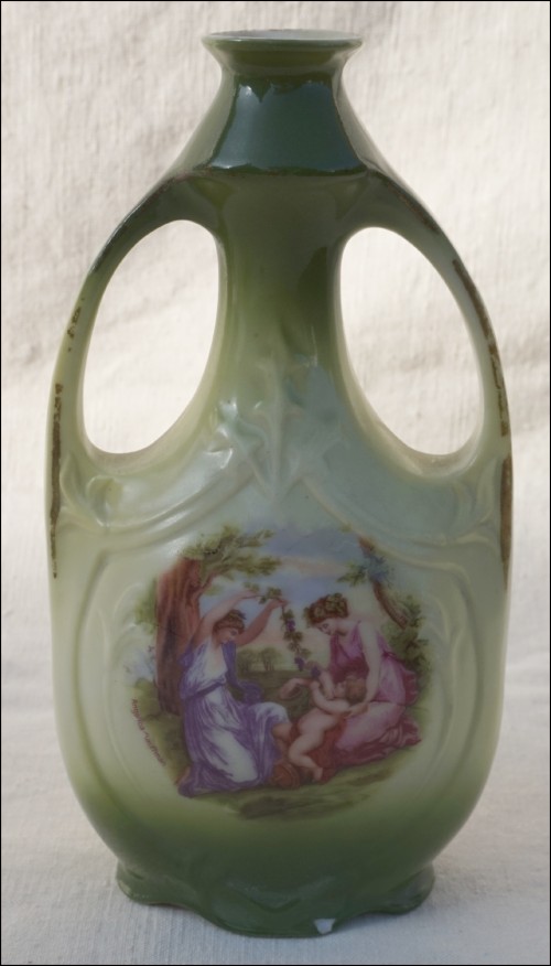 ART NOUVEAU Bohemian Porcelain Cruet Putti Cherub Transferware