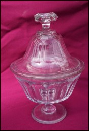 Cut Crystal Candy Sweet Footed Dish with Lid Portieux 19th C