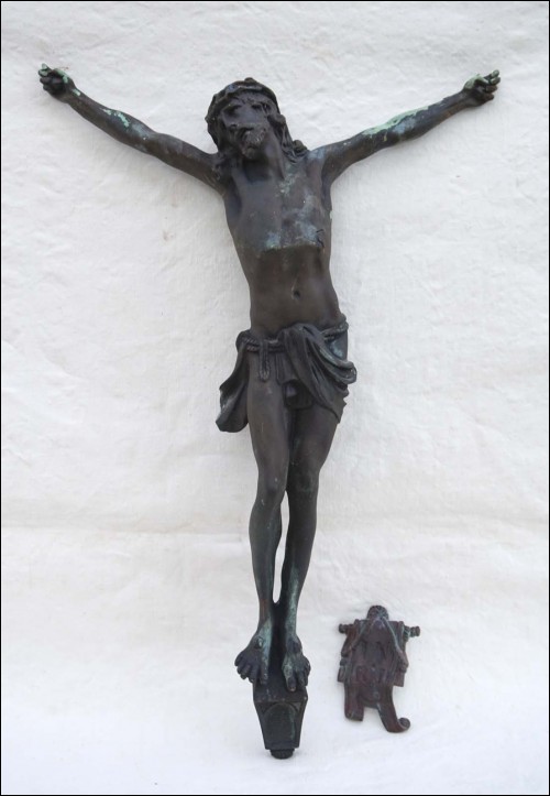 Antique Large 19 inchs Christ Corpus Bronze INRI J Rabiant 1900 B