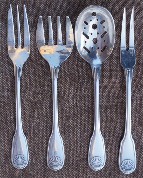 CHRISTOFLE VENDOME ARCANTIA Appetizer Cocktail Hors Oeuvre Set 4 pcs Silverplate