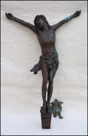 Antique Large 19 ¾ inchs Christ Corpus Bronze INRI A Dubois 1900 A