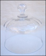 Blown Cut Crystal Cake Pastry Dome Lid Bell Shape Ø 6 1/4" 19th C