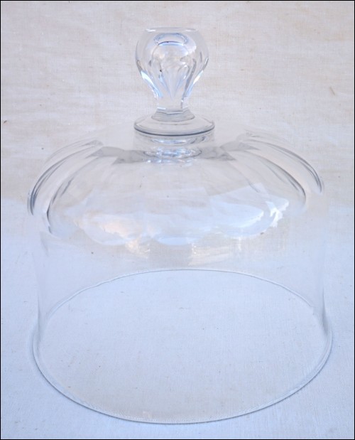 Blown Cut Crystal Cake Pastry Dome Lid Bell Shape Ø 6 1/4
