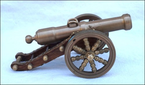 Cannon Brass Desk Empire Style Paperweight Hand Crafted K