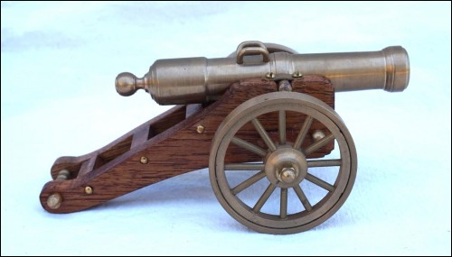 Cannon Brass Desk Empire Style Paperweight Hand Crafted J